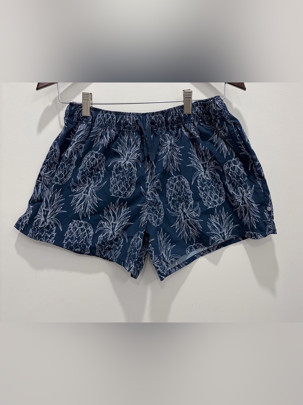 Lauren James Navy Pineapple Print Swim Shorts Sz M